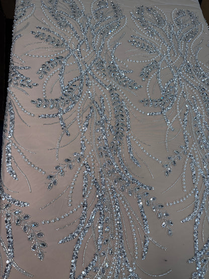 Rhinestone beaded lace elegant design