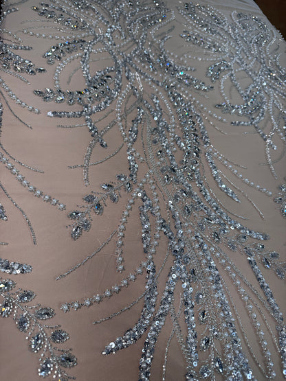 Rhinestone beaded lace elegant design