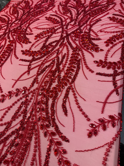 Rhinestone beaded lace elegant design