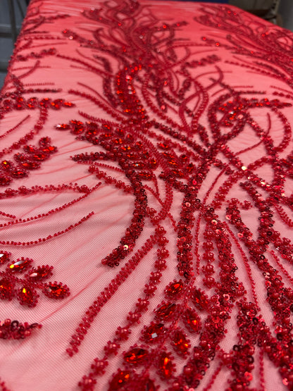 Rhinestone beaded lace elegant design