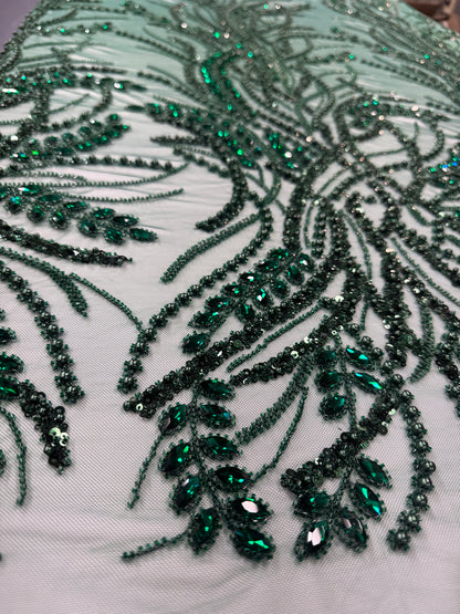 Rhinestone beaded lace elegant design