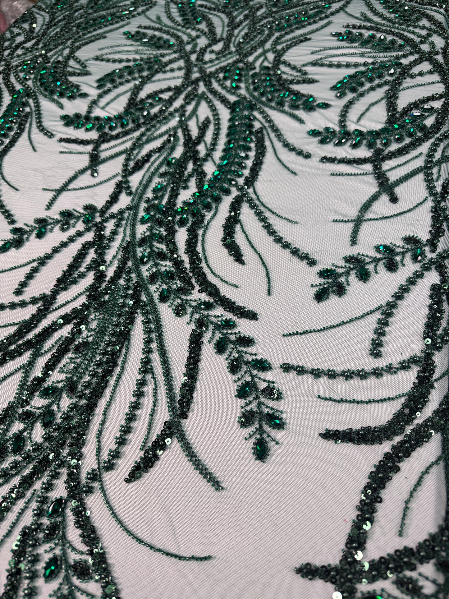 Rhinestone beaded lace elegant design