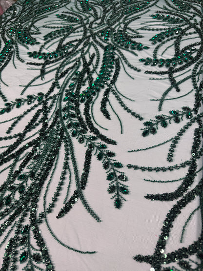 Rhinestone beaded lace elegant design