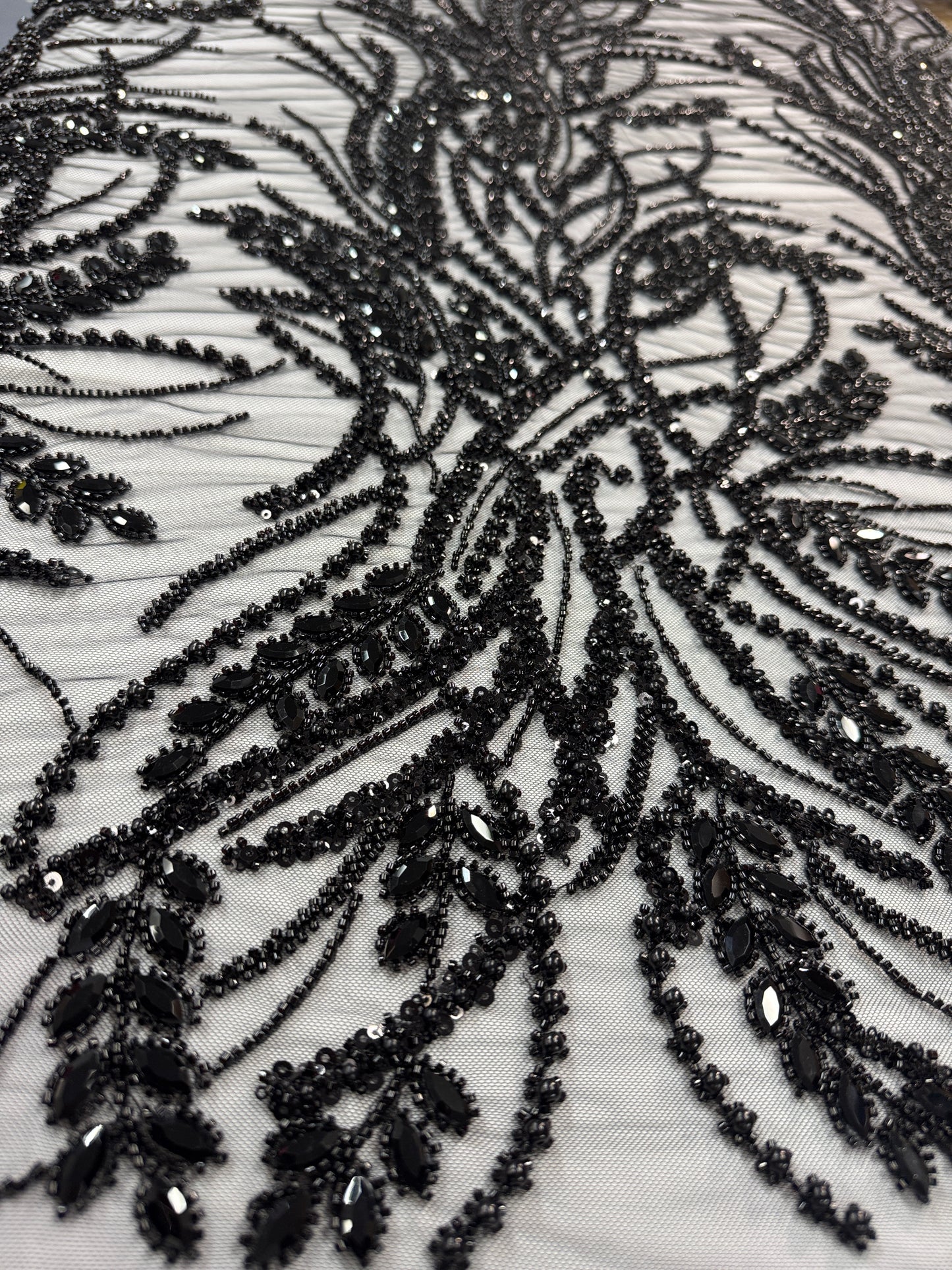 Rhinestone beaded lace elegant design