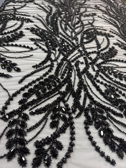 Rhinestone beaded lace elegant design