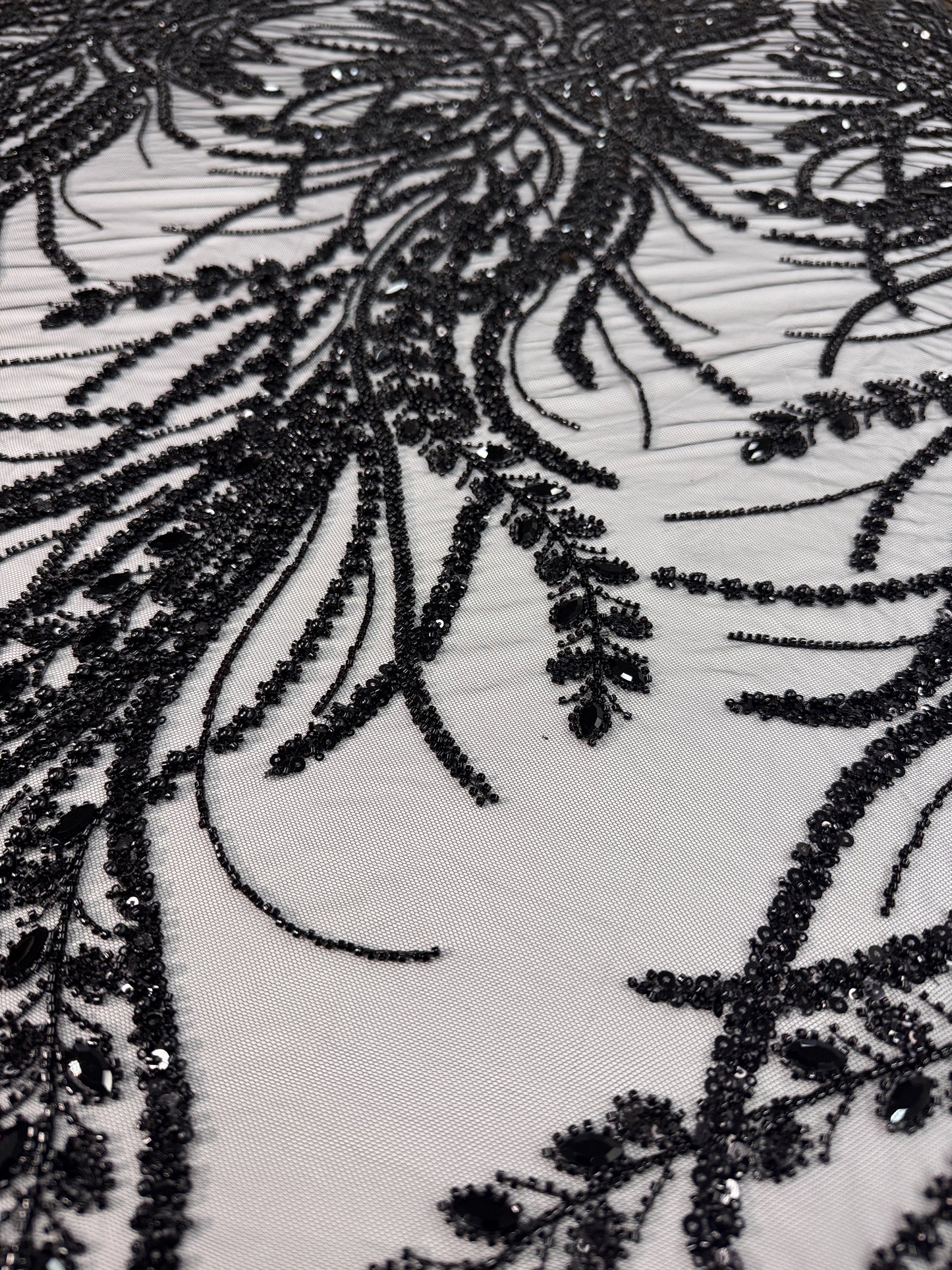 Rhinestone beaded lace elegant design