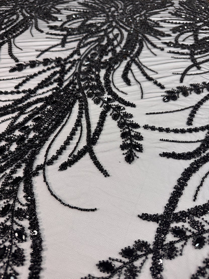 Rhinestone beaded lace elegant design