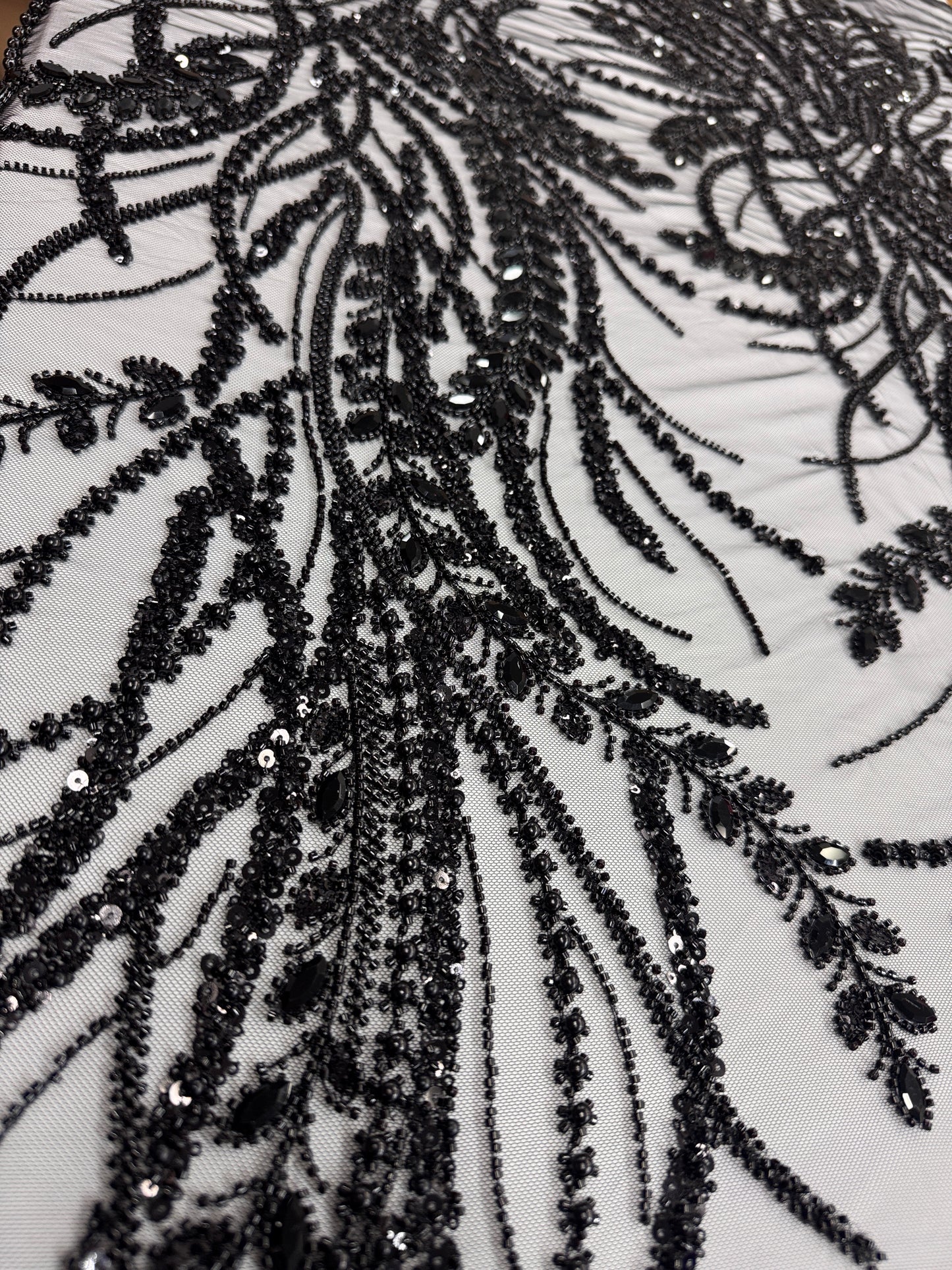 Rhinestone beaded lace elegant design