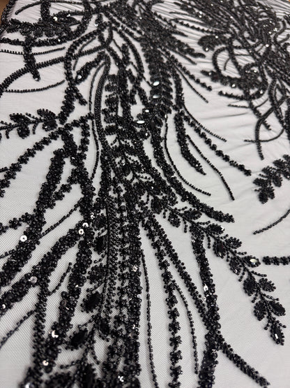 Rhinestone beaded lace elegant design