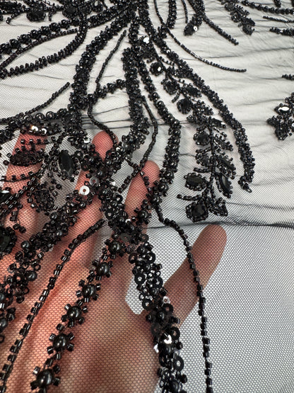 Rhinestone beaded lace elegant design