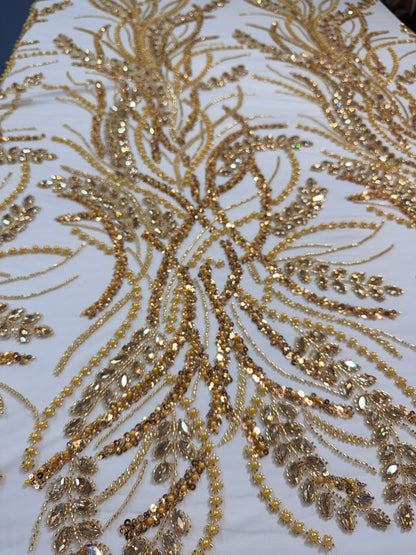 Rhinestone beaded lace elegant design