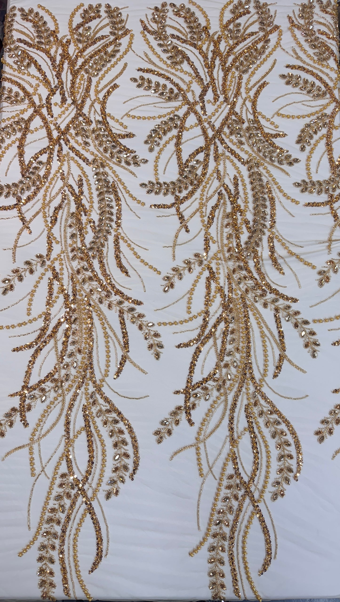 Rhinestone beaded lace elegant design