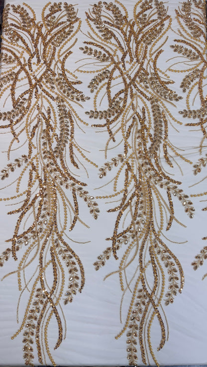 Rhinestone beaded lace elegant design