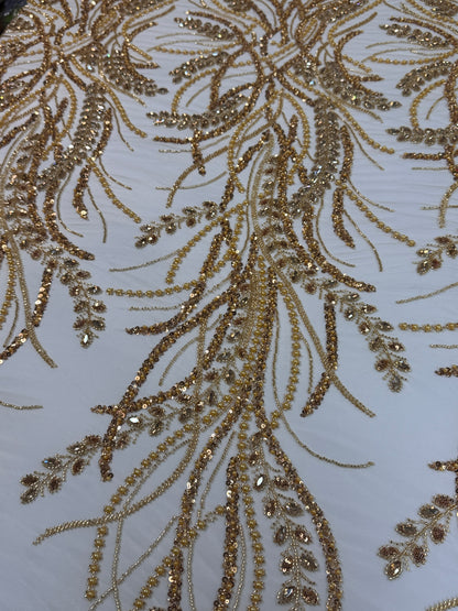 Rhinestone beaded lace elegant design