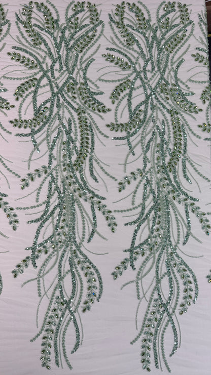 Rhinestone beaded lace elegant design