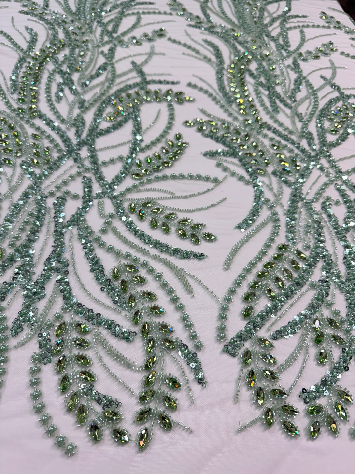 Rhinestone beaded lace elegant design