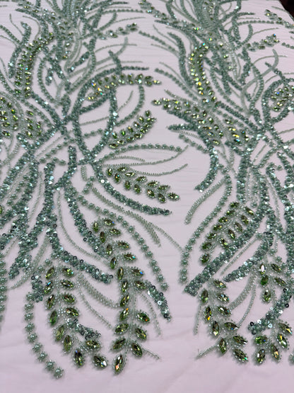 Rhinestone beaded lace elegant design