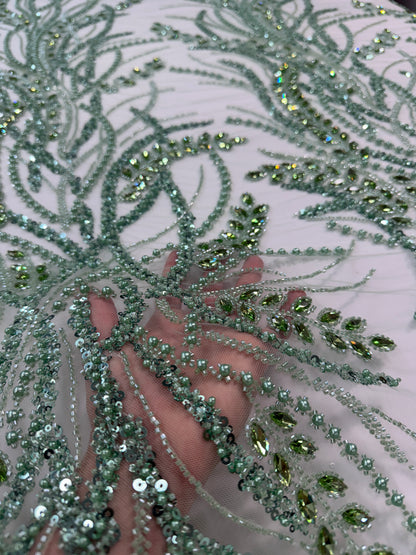 Rhinestone beaded lace elegant design