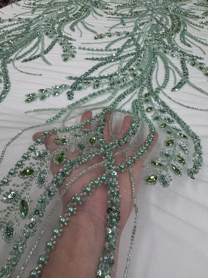 Rhinestone beaded lace elegant design