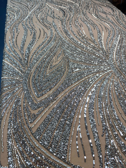 Driftline Beaded Lace Fabric