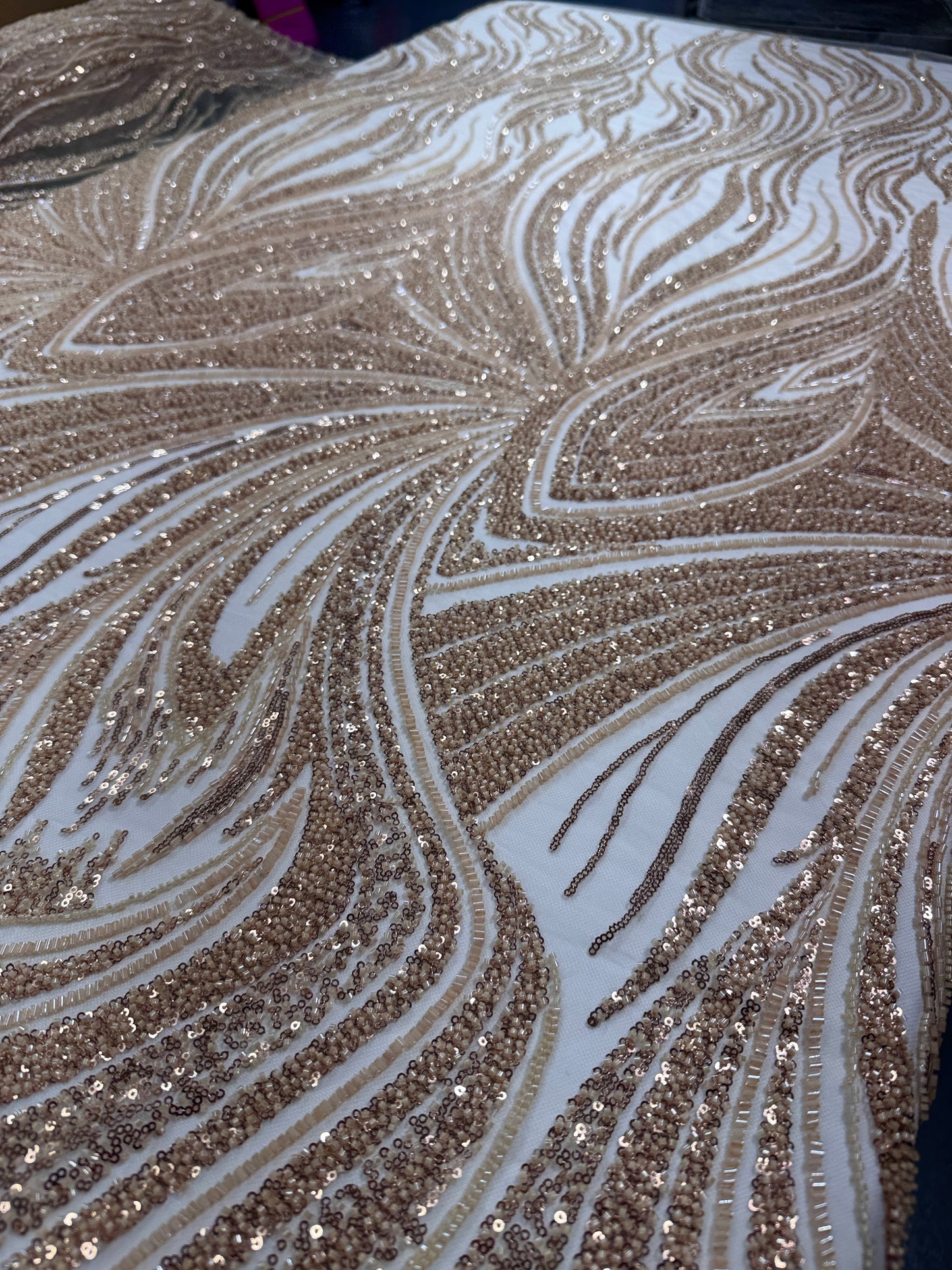 Driftline Beaded Lace Fabric