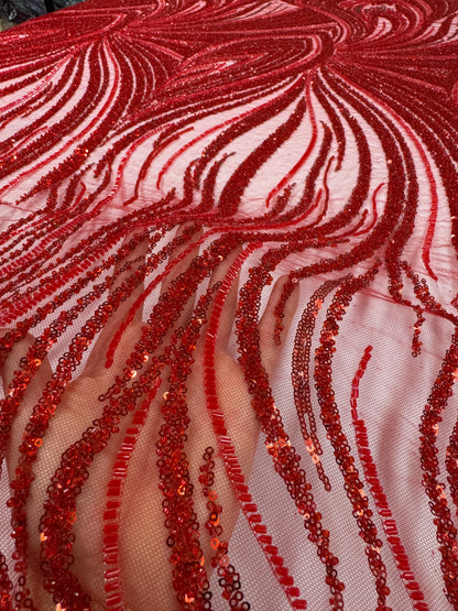 Driftline Beaded Lace Fabric