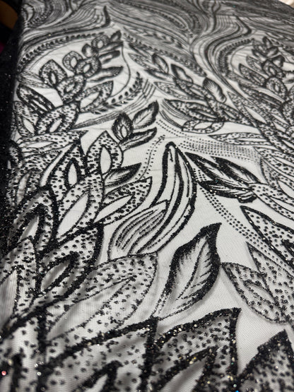 New leaf glitter mesh