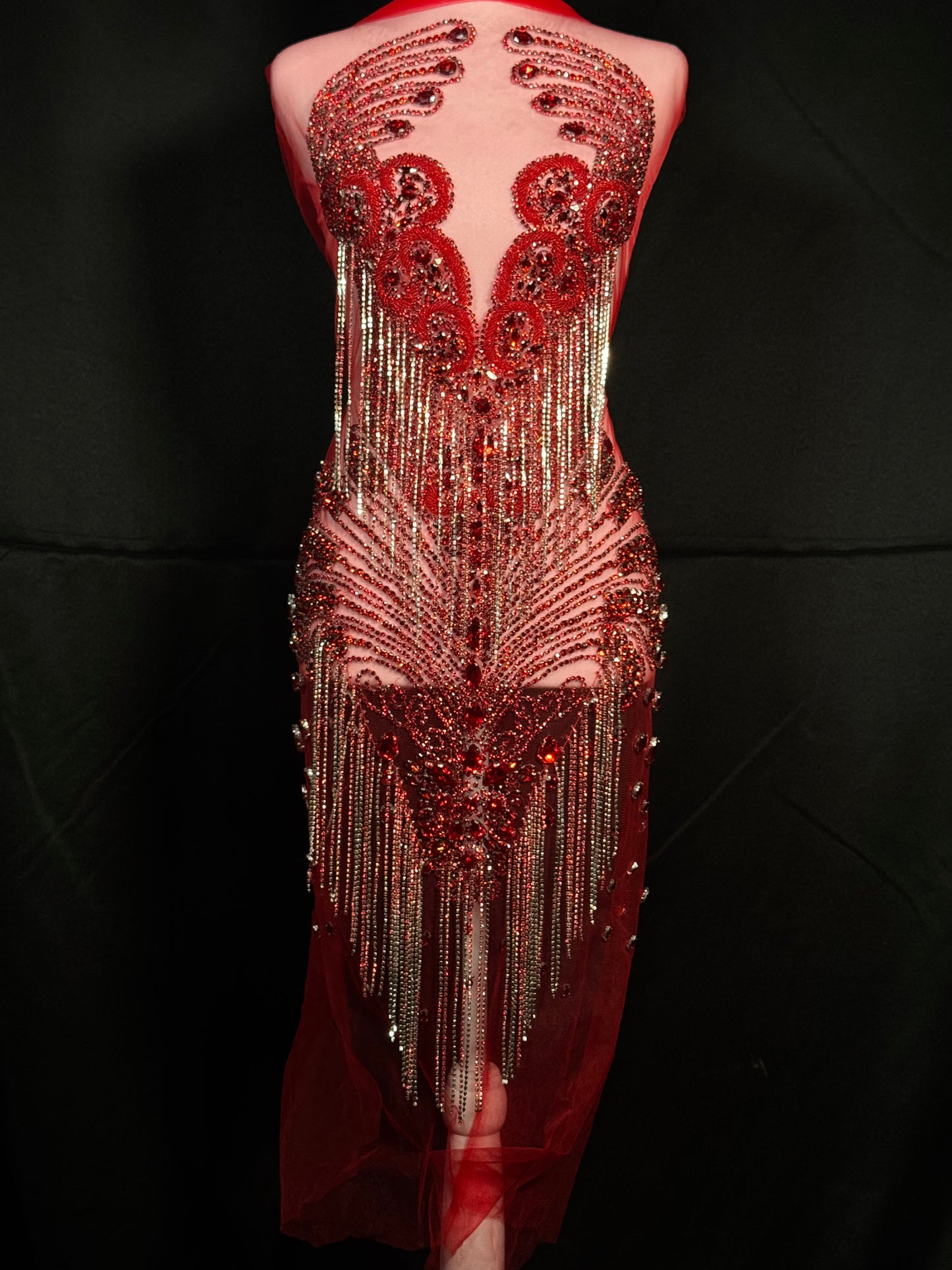 Rhinestone fringe Bodice
