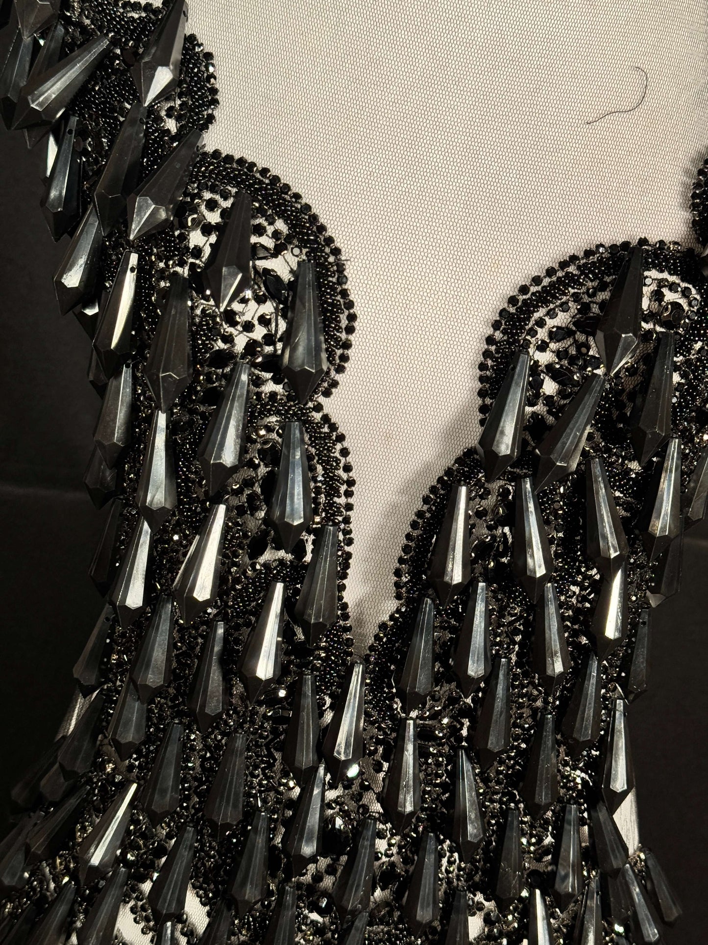 Rhinestone bodice 245-1 with dangling crystals