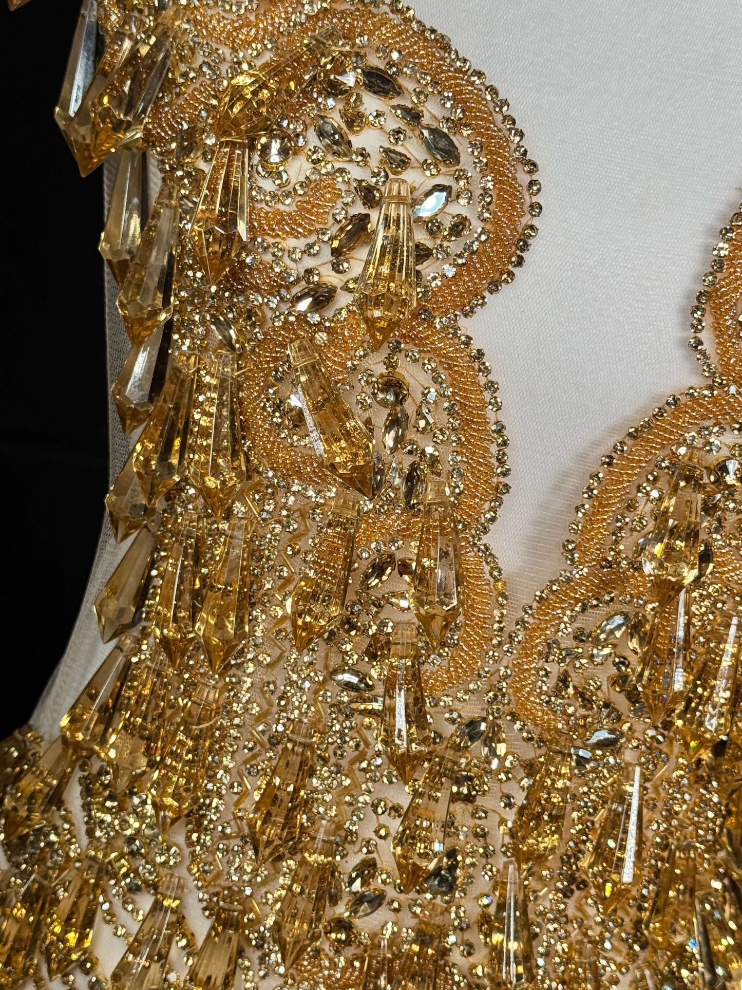 Rhinestone bodice 245-1 with dangling crystals