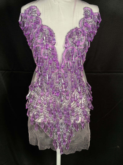 Rhinestone bodice 245-1 with dangling crystals