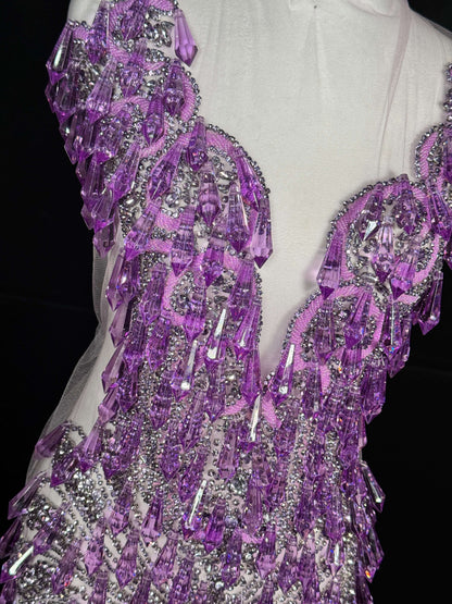 Rhinestone bodice 245-1 with dangling crystals