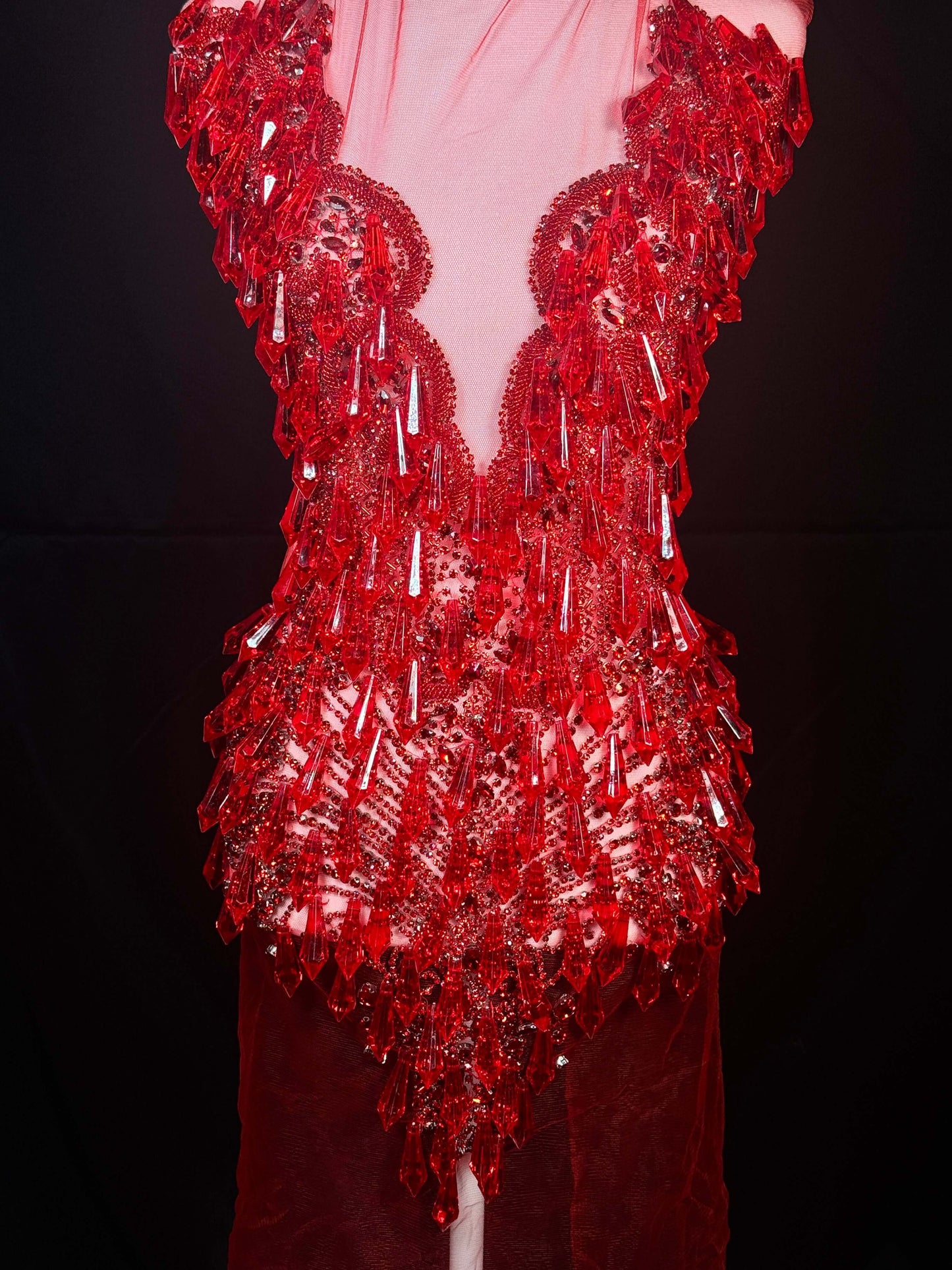 Rhinestone bodice 245-1 with dangling crystals