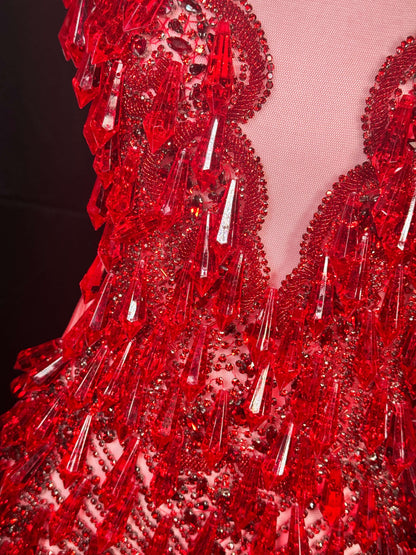 Rhinestone bodice 245-1 with dangling crystals