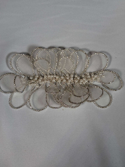 Sheer 3D Flower Applique With Pearls