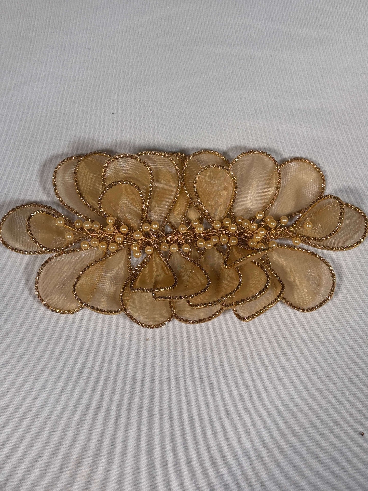 Sheer 3D Flower Applique With Pearls