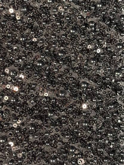 Solid Beaded Lace with Sequins and Pearls