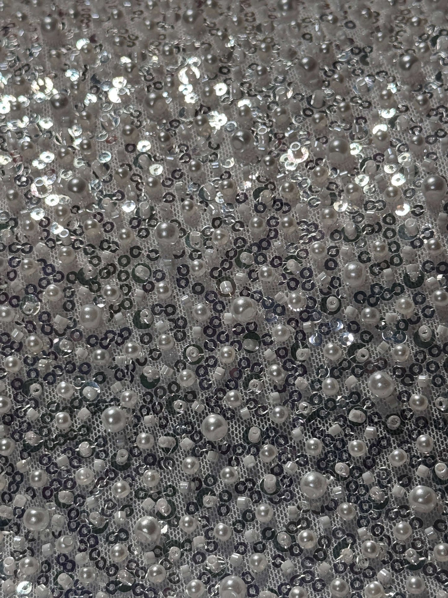 Solid Beaded Lace with Sequins and Pearls