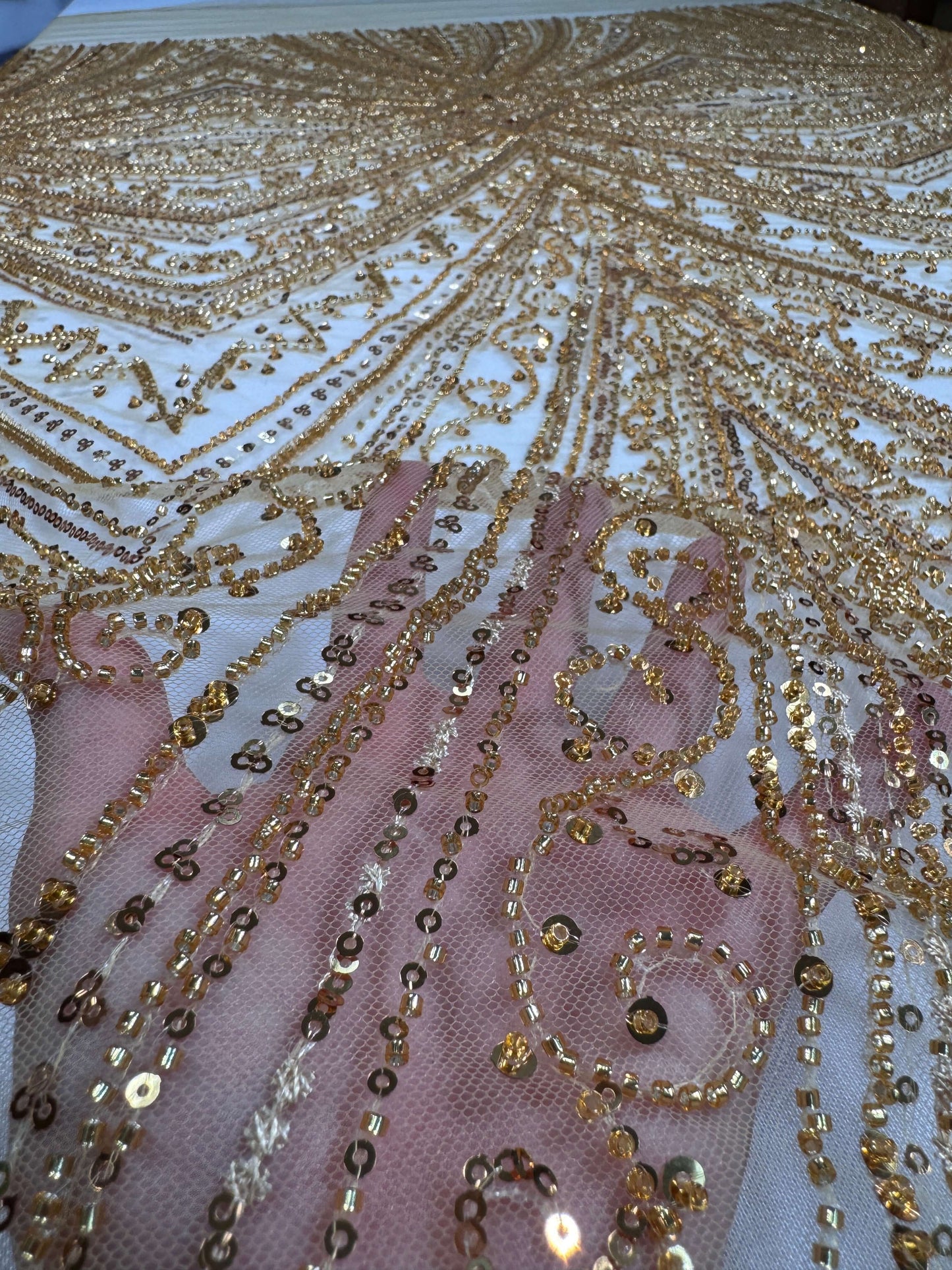 Geometric classic beaded lace