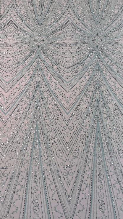 Geometric classic beaded lace
