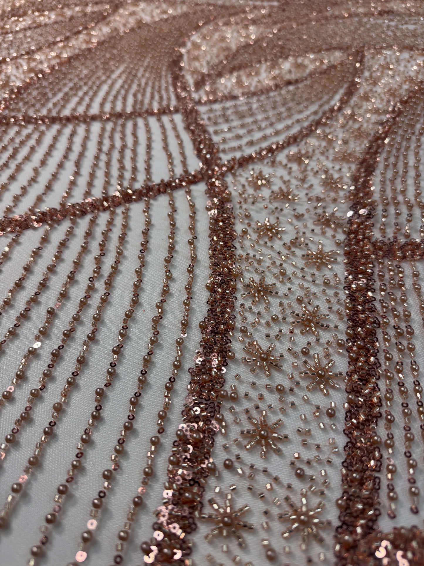 Modern pearls and sequins beaded lace