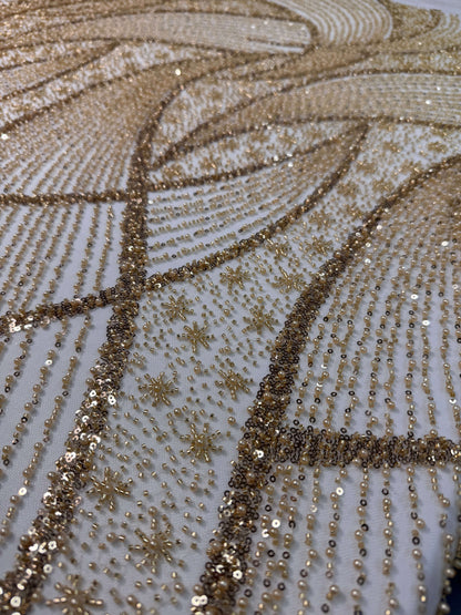 Modern pearls and sequins beaded lace