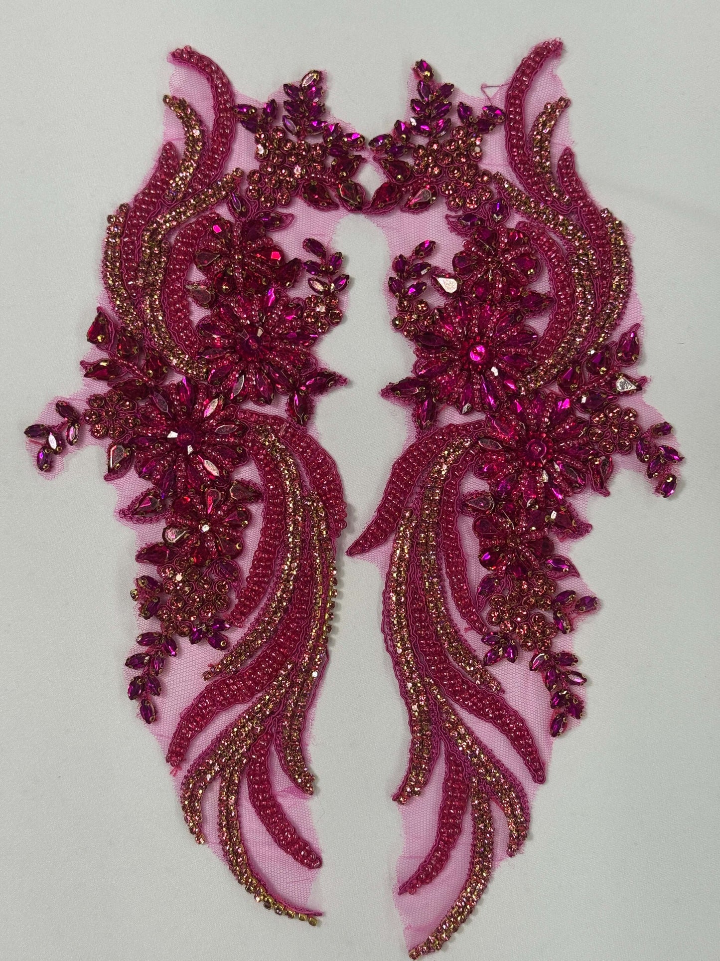 long rhinestone applique pairs