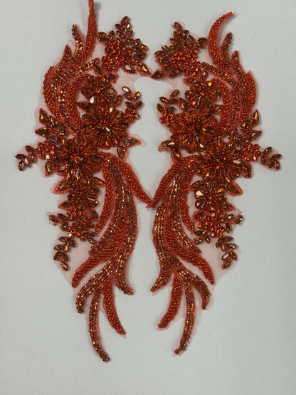 long rhinestone applique pairs