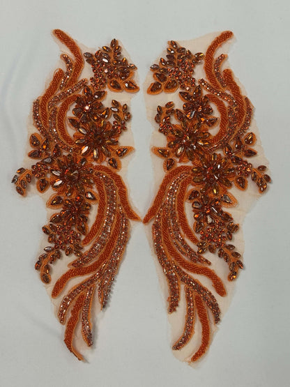 long rhinestone applique pairs