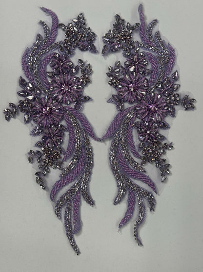 long rhinestone applique pairs