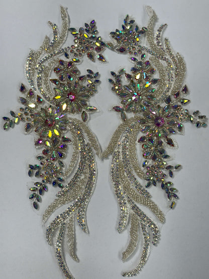 long rhinestone applique pairs