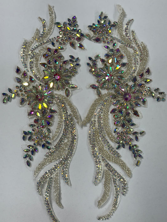 long rhinestone applique pairs