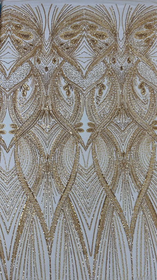 Swirl Elegant Beaded Lace