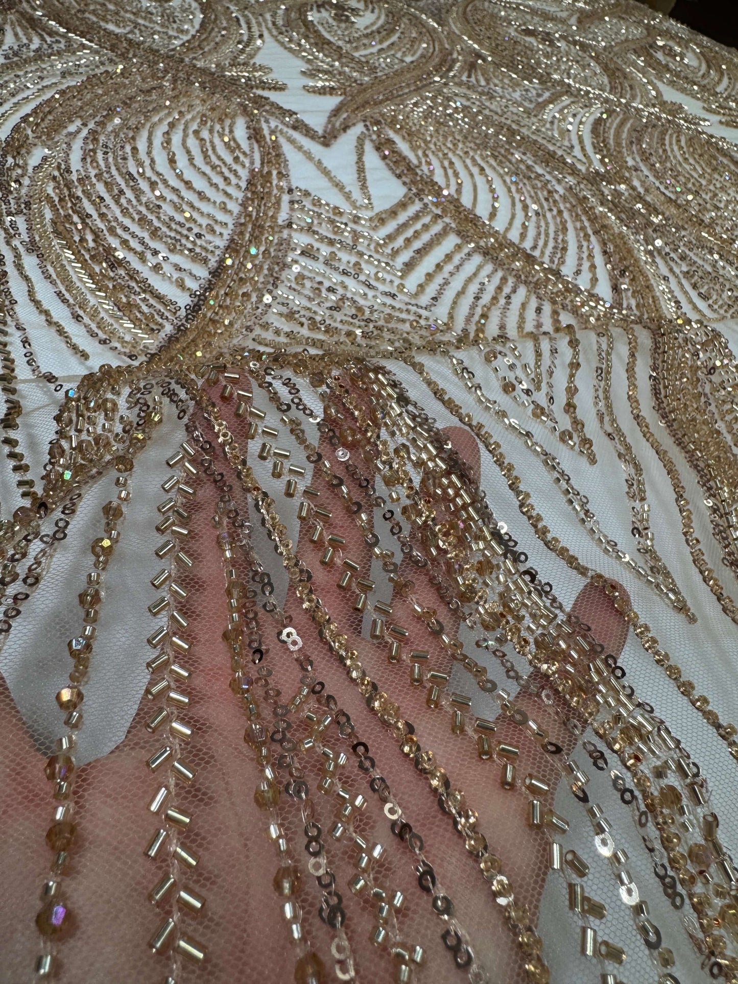 Swirl Elegant Beaded Lace